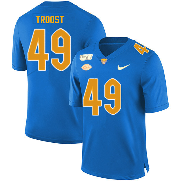 2019 Men #49 Ian Troost Pitt Panthers College Football Jerseys Sale-Royal